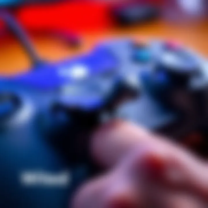 A close-up view of a gaming controller with a stuck thumbstick being examined
