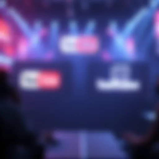 A graphic showing the TI15 logo alongside YouTube and Twitch logos, highlighting more viewers on YouTube.