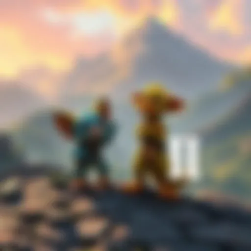 Tiggles, Nuggles, and Quesadilla stand together, sharing a moment in the world of Octopath Traveler II, with a backdrop of vibrant landscapes.