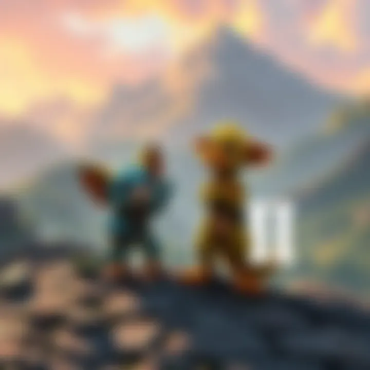 Tiggles, Nuggles, and Quesadilla stand together, sharing a moment in the world of Octopath Traveler II, with a backdrop of vibrant landscapes.