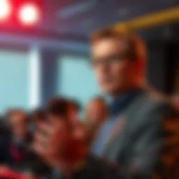 Tim Sweeney addressing employee insurance issue Tim Sweeney, CEO of Epic Games, speaking at a press conference about a terminally ill employee's life insurance challenges after being laid off.