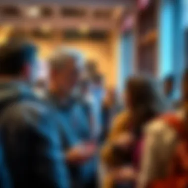 Tim talking with community members at a local event, fostering connections and discussions.