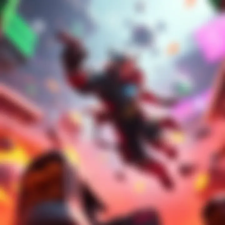 Tinker, a gaming hero, using his abilities in a vibrant game environment with colorful effects around him.