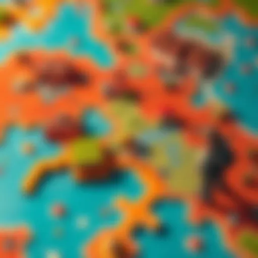 A small character vanishing from a colorful game map, with intrigued players discussing nearby.