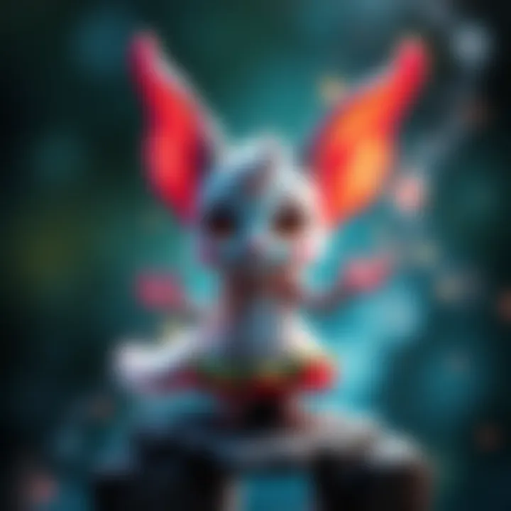 Tiny Fey summoned by a whimsical spell A small, playful creature resembling a Tiny Fey, surrounded by sparkles and whimsical elements