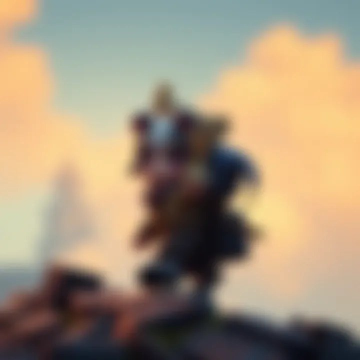 A tiny servant carrying a load of items on its back, assisting a character with travel tasks like scribing scrolls.