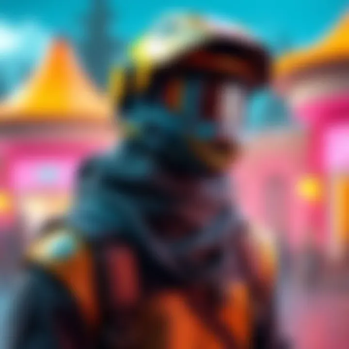 A character wearing the TIR outfit and helmet in a colorful game environment