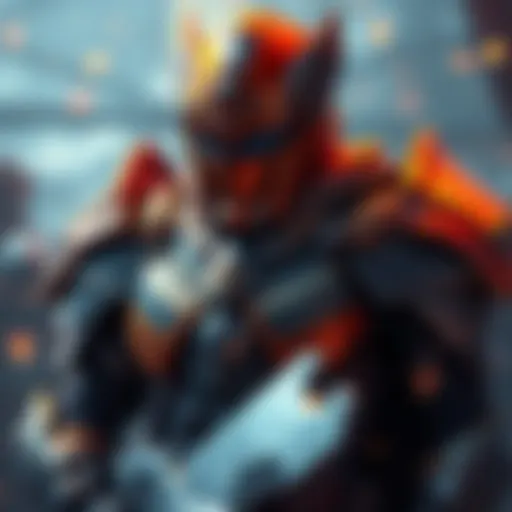 A Titan character in powerful armor preparing for battle, weighing options to level up before the EoF release.