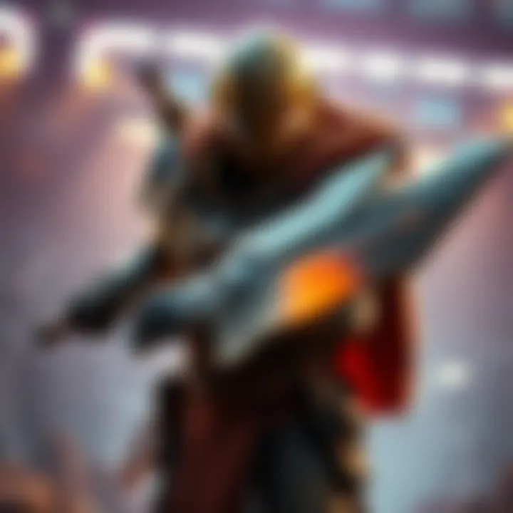 A Titan character equipped with powerful melee weapon and armor, ready for combat in a futuristic setting