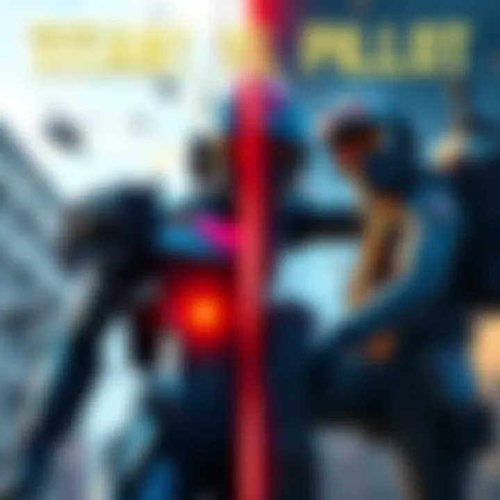 Titan and Pilot Gameplay Comparison A side-by-side visual of a Titan and a Pilot in action during gameplay, highlighting their unique styles and strategies.