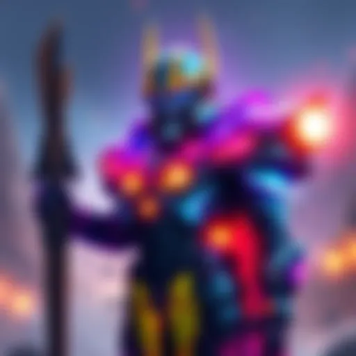 A Titan character wearing Solar armor, showcasing bright colors and glowing effects, preparing for battle with weapons drawn.