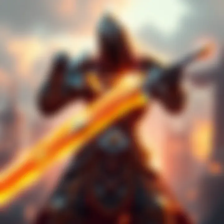 Titan Sword Build with Stronghold A Titan character in Swordmaster's Armor wielding a glowing sword, ready for battle.