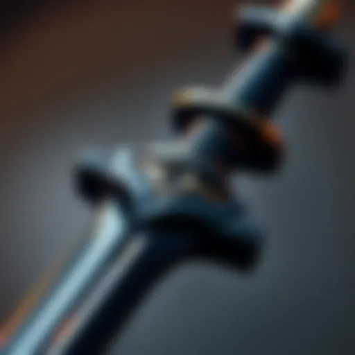 A close-up of Titan TV Man's sword, showcasing its unique design and craftsmanship during the remaking process.