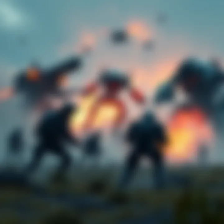 A futuristic battlefield with soldiers and mechs engaged in combat from the game Titanfall 2