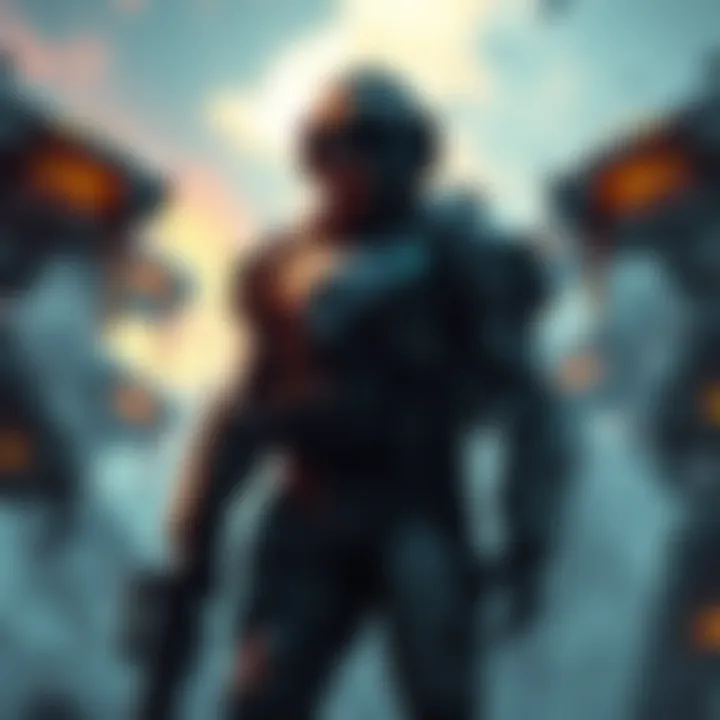 A digital painting of a futuristic soldier and mechs in a battle-ready stance, reflecting fan hopes for Titanfall 3.