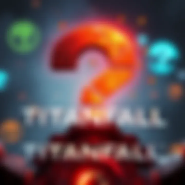 Titanfall game logo against a backdrop of uncertain future symbols with a question mark