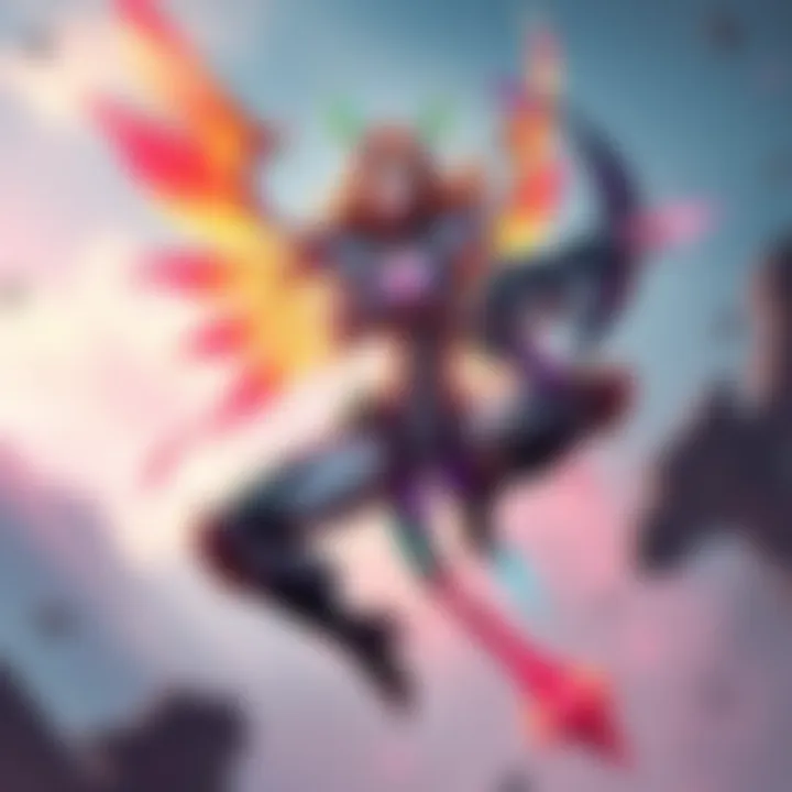 Titania using her enhanced archgun Titania in fairy mode, wielding a large archgun, with vibrant wings and a powerful stance.