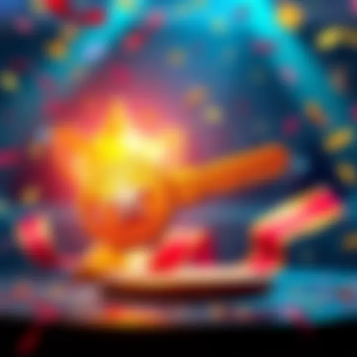 A visual representation of a Titanium court demo key with a contest theme, featuring celebratory elements like confetti and a trophy.