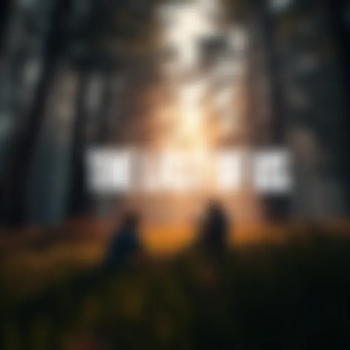 A scene from The Last of Us Part II showing Ellie in a forest with a guitar, pondering her journey.