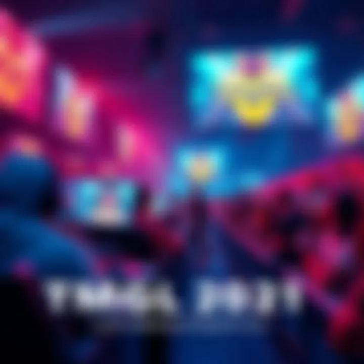 Exciting TMGL 2021 Tournament Action A vibrant scene from the TMGL 2021 esports tournament showing players intensely competing on digital screens with fans cheering in the background