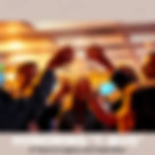 A group of people raising their glasses in a toast to honor T-Bug, smiling and celebrating together.