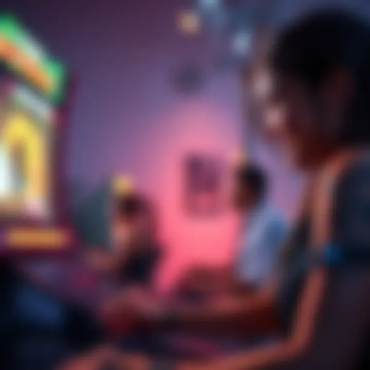 Players enjoying the Tom Raider Arcade Machine with vibrant graphics and action gameplay.