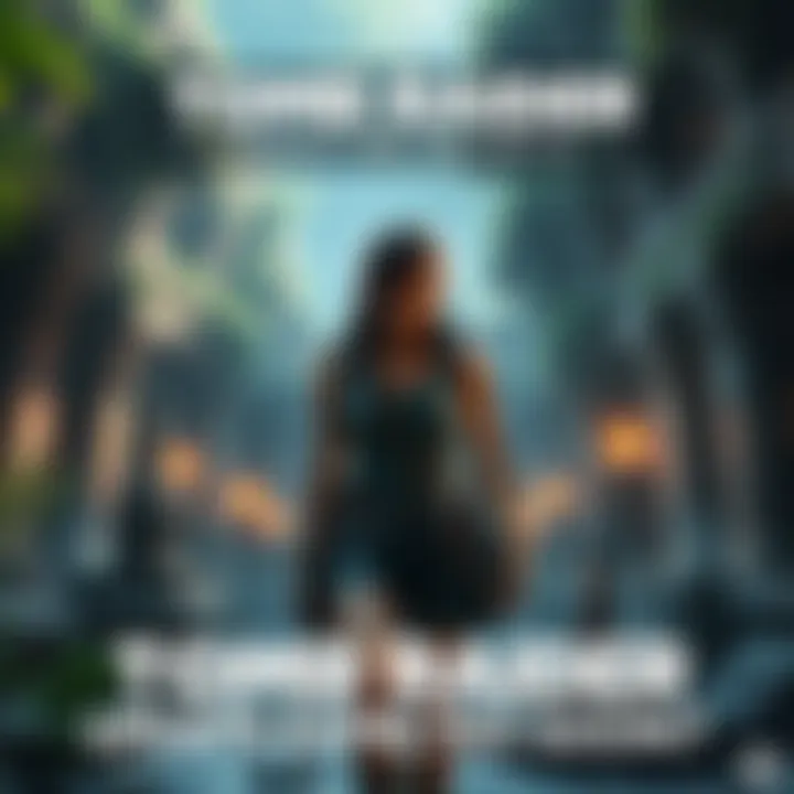 Tomb Raider Character in an Ancient Setting A female adventurer exploring a mysterious ancient ruins filled with artifacts and lush greenery