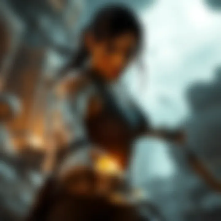 A scene depicting Lara Croft in action during gameplay from Tomb Raider (2013), highlighting engaging mechanics and storytelling elements.