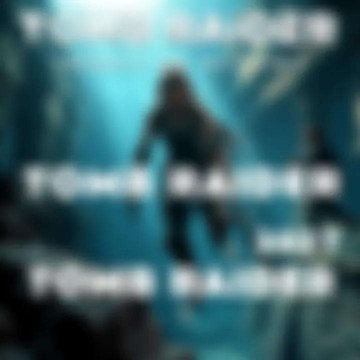 Promotional art for Tomb Raider Legacy of Atlantis showing the iconic female protagonist in a new underwater setting with ancient ruins.