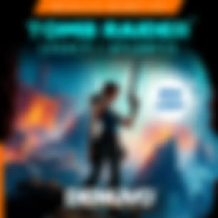 Cover art featuring Lara Croft exploring an ancient underwater city with Denuvo DRM logo