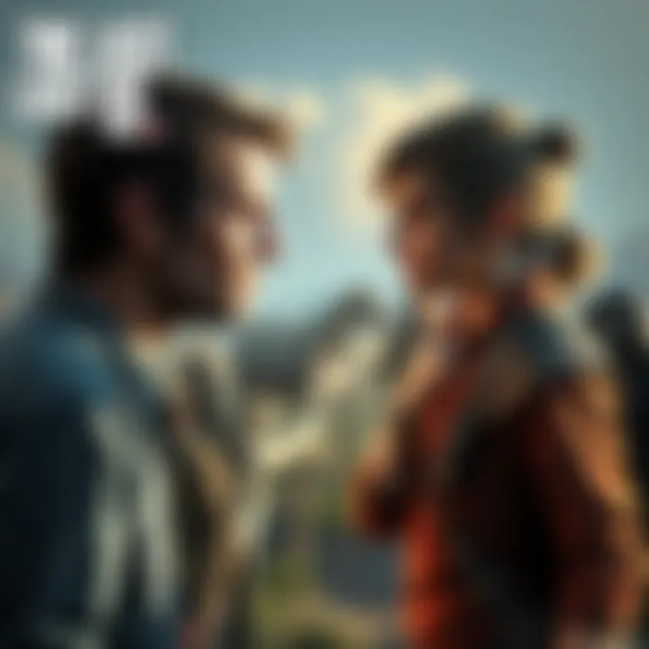Tommy and Ellie face each other on a farm, showing tension during their discussion about revenge against Abby.