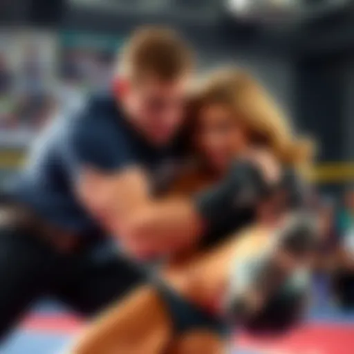 Tommy is shown tackling a female character during an action scene, highlighting the change from wrestling to tackling in the new show.