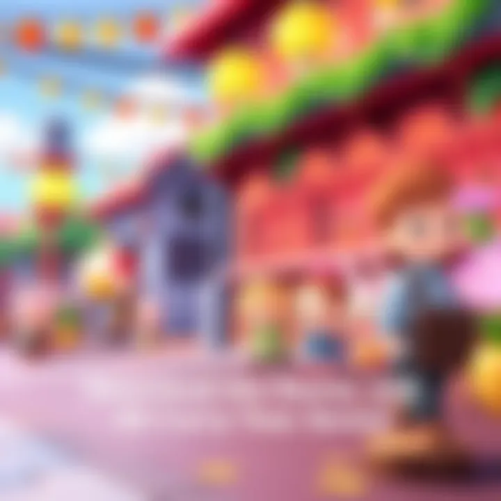 Screenshot showing characters in Tomodachi Life demo with vibrant colors and playful settings.