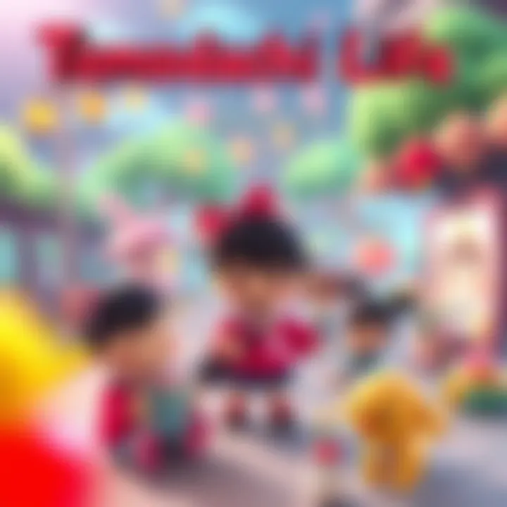 A colorful scene from Tomodachi Life showing various characters enjoying new fun activities in a lively environment after the 1.0.1 update.