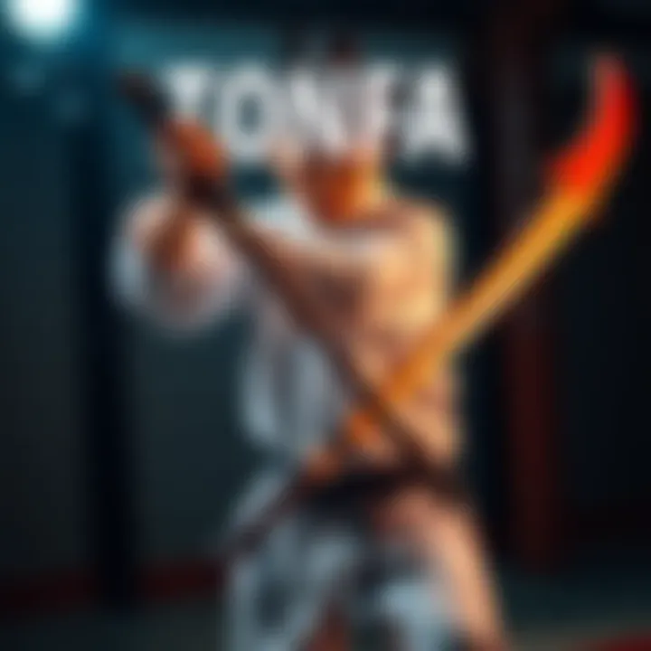 A person practicing martial arts techniques with a tonfa, showcasing grip and stance.