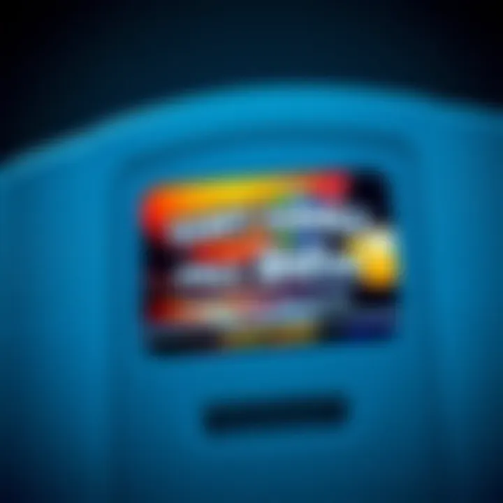 A close-up of the N64 game cartridge for Tony Hawk's Pro Skater, showcasing its colorful design and branding.