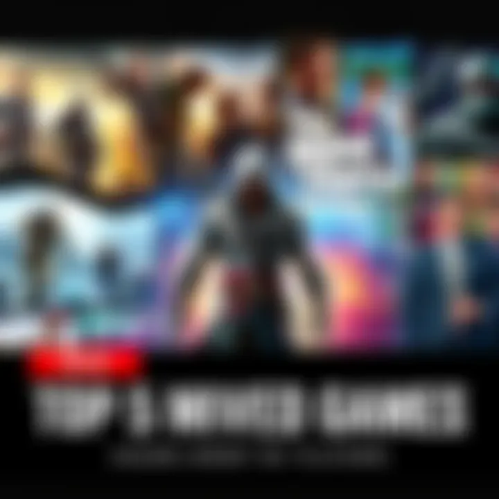 A collage of popular game covers like Assassin's Creed and Grand Theft Auto showcasing the most played titles and players' engagement