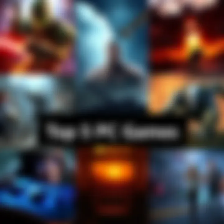 A collage featuring iconic scenes from five classic PC games, highlighting their unique characters and settings.