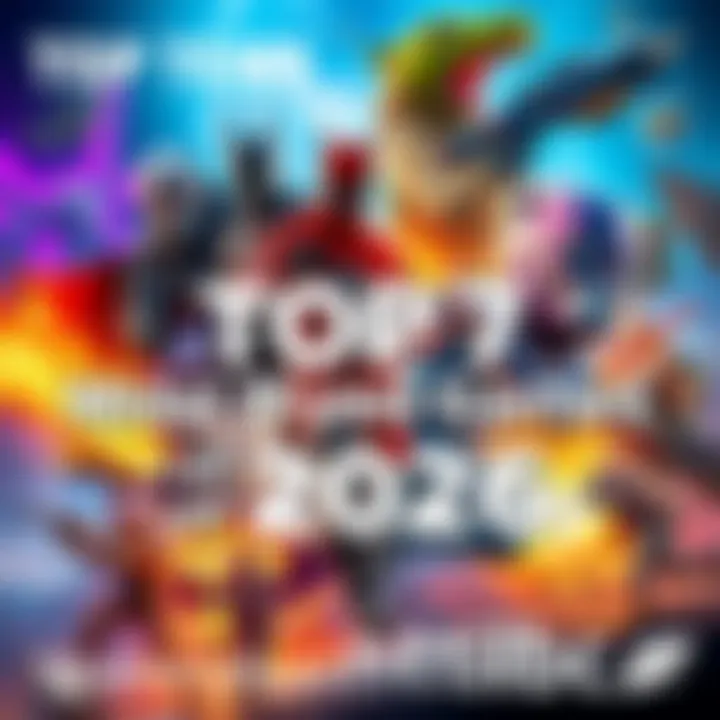 A vibrant collage of characters and scenes from popular video games in 2026, showcasing action and excitement