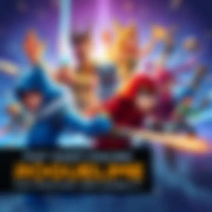 Various vibrant characters from different fast-paced roguelike games in action, showcasing their unique abilities and styles