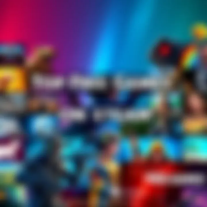A colorful collage of various free game titles available on Steam, showcasing different genres and styles