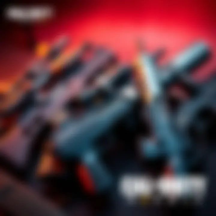 A selection of powerful guns from Call of Duty Mobile arranged together, showcasing their design and features.