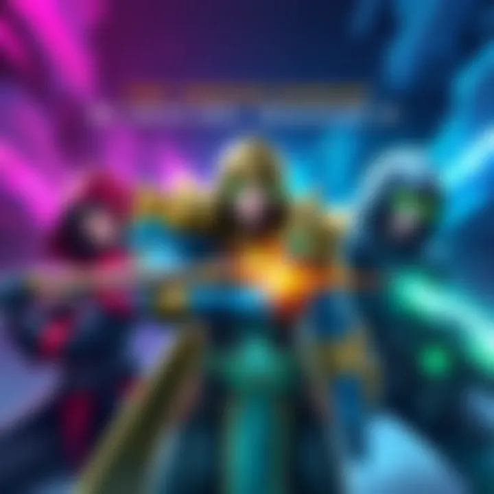 Illustration showing three top gaming heroes for each role in Season 2, focusing on both PC and console players