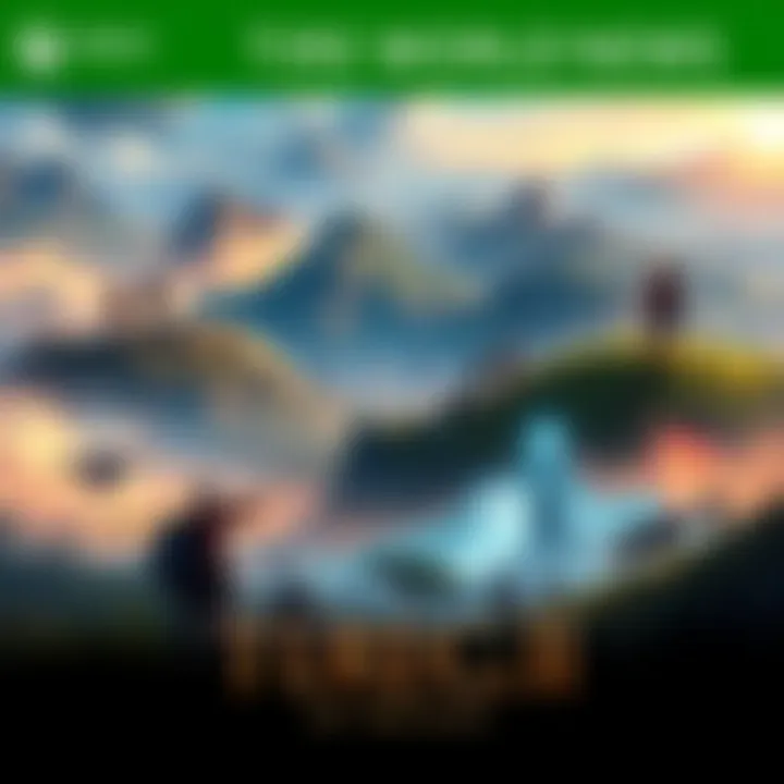 Various open world RPG game scenes showing characters exploring vast landscapes and engaging in combat