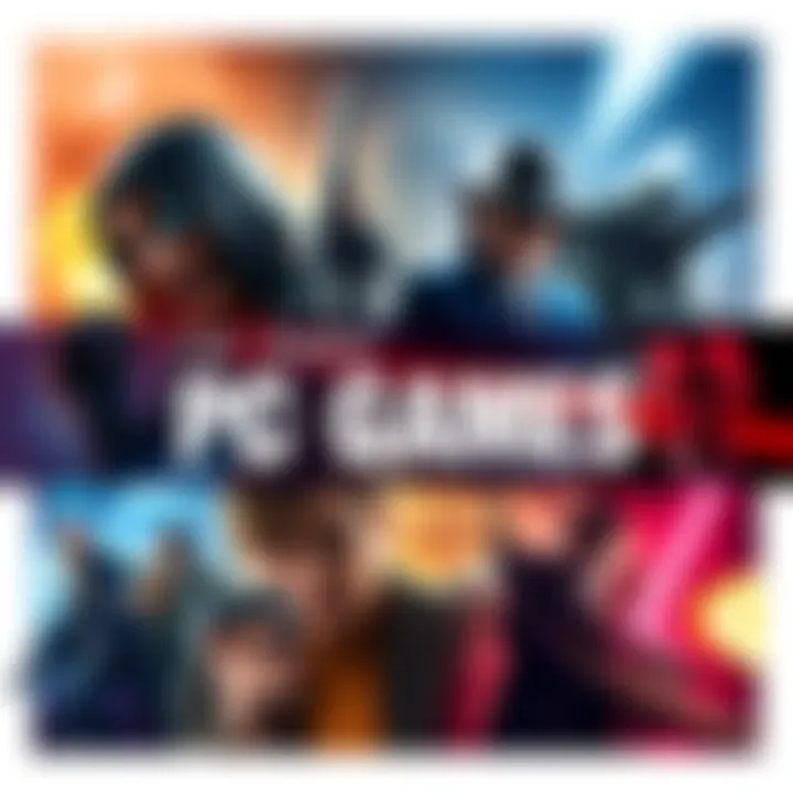 Top PC Games Display A vibrant collage featuring characters and scenes from popular PC games including Saints Row and Mafia II