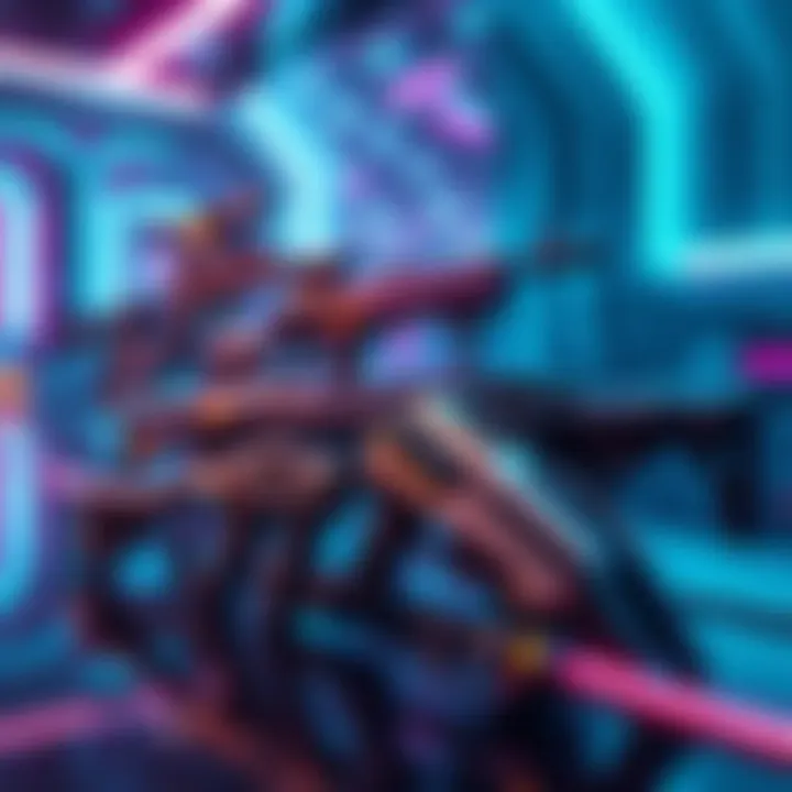 A selection of powerful weapons suitable for Gyre Prime, displayed in a futuristic setting with vibrant colors, ideal for high-level missions and farming in Cetus.