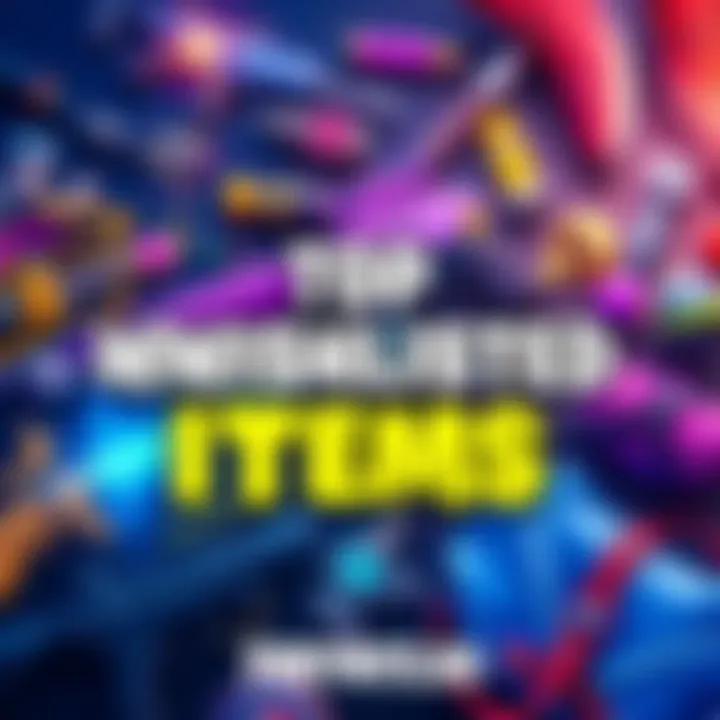 A colorful display of popular Fortnite items that players want for 2025, including skins and weapons