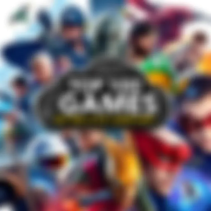 A vibrant collage of diverse video game characters and scenes from popular games of the 21st century, showcasing various genres and styles