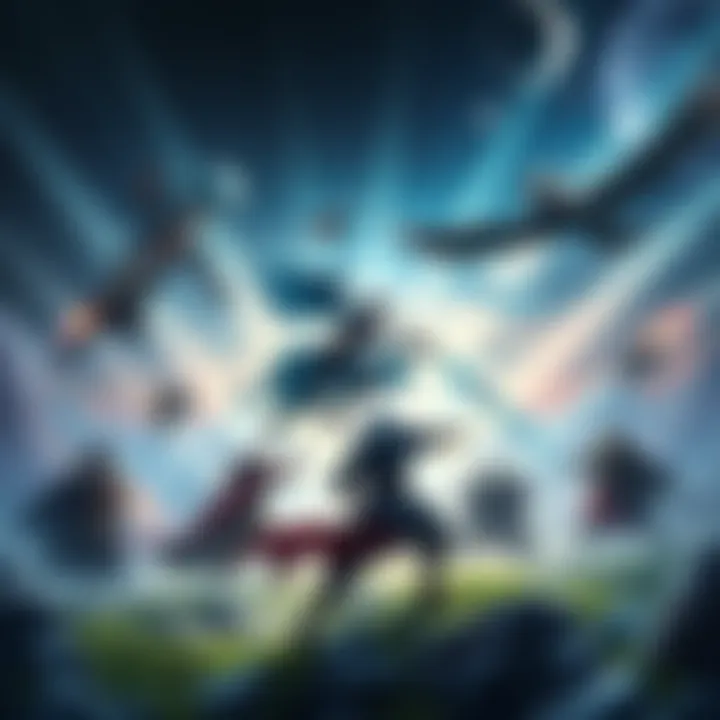 A dynamic scene showcasing characters from popular ARPGs like Last Epoch and Grim Dawn battling in a fantasy landscape
