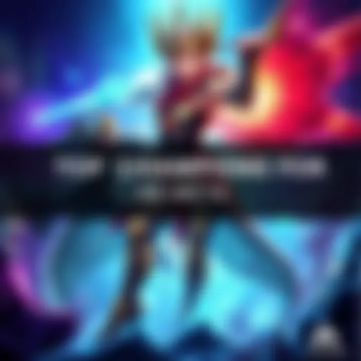 A graphic showcasing powerful champions for the Artemis game meta, highlighting different positions and strategies for upgrades.